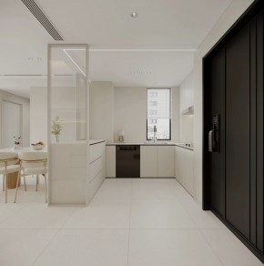 現(xiàn)代奶油風(fēng)三居室廚房裝修效果圖