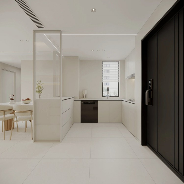 現(xiàn)代奶油風(fēng)三居室廚房裝修效果圖