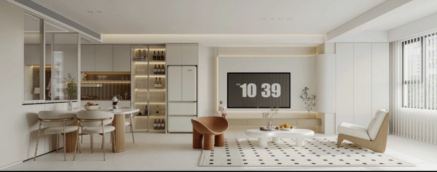 現(xiàn)代奶油風(fēng)三居室裝修效果圖