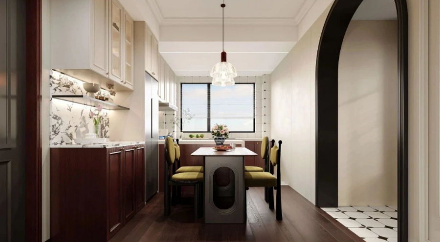 現(xiàn)代中式三居室餐廳裝修效果圖