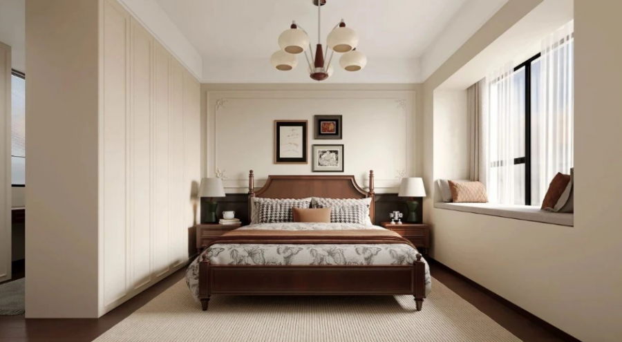 現(xiàn)代中式三居室臥室裝修效果圖