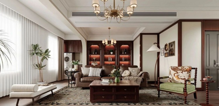 現(xiàn)代中式三居室裝修效果圖