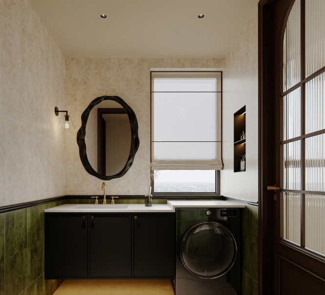 復古奶油風三居室衛(wèi)生間裝修效果圖