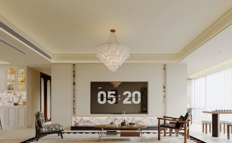 復(fù)古奶油風(fēng)三居室裝修效果圖