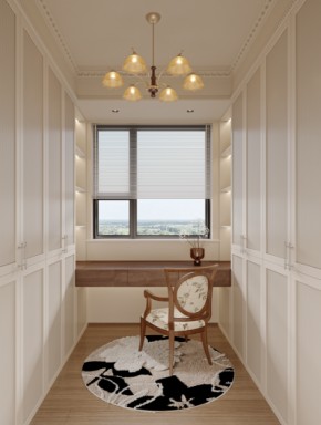 復(fù)古奶油風(fēng)三居室衣帽間裝修效果圖