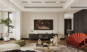 現(xiàn)代法式三居室客廳裝修效果圖