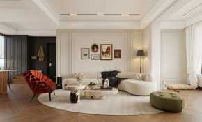 現(xiàn)代法式三居室客廳裝修效果圖