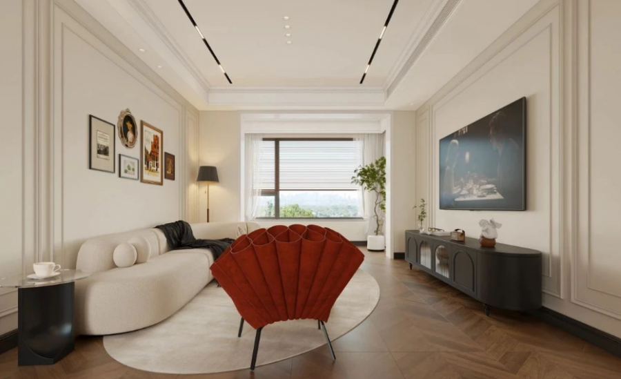 現(xiàn)代法式三居室客廳裝修效果圖