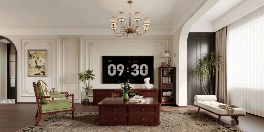 復(fù)古美式三居室客廳裝修效果圖