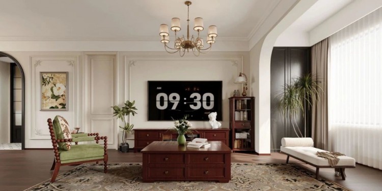 復(fù)古美式三居室客廳裝修效果圖