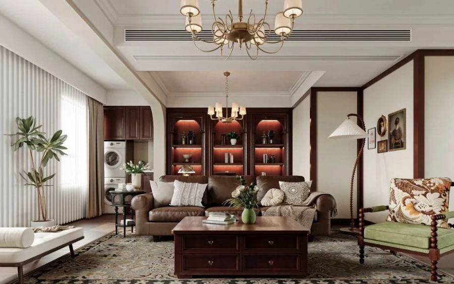 復(fù)古美式三居室裝修效果圖