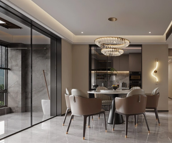 意式輕奢三居室餐廳裝修效果