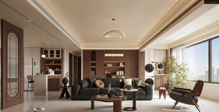 中古風(fēng)三居室客廳裝修效果圖