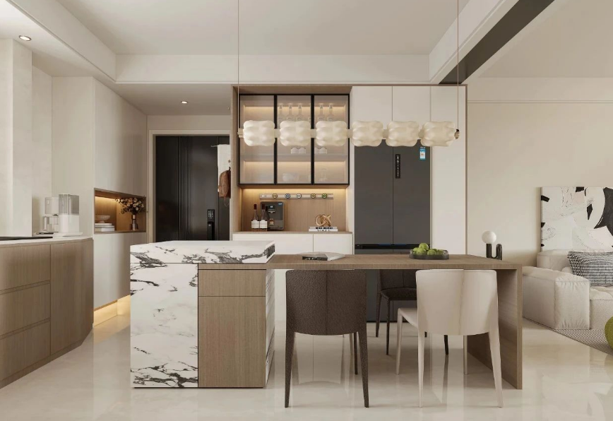 現(xiàn)代奶油風(fēng)三居室餐廳裝修效果圖