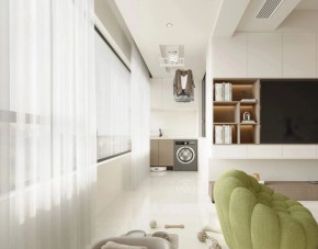 現(xiàn)代奶油風(fēng)三居室陽(yáng)臺(tái)裝修效果圖