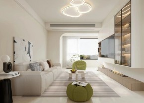 現(xiàn)代奶油風(fēng)三居室客廳裝修效果圖