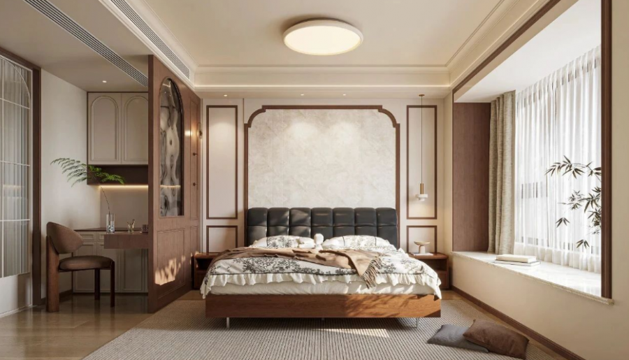 中古風(fēng)三居室臥室裝修效果圖