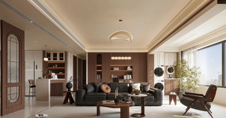 中古風(fēng)三居室裝修效果圖