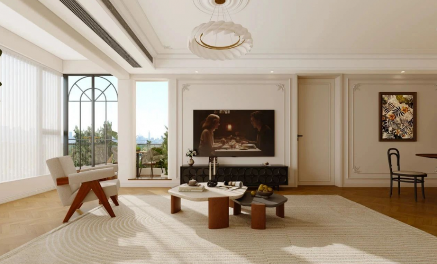 法式風(fēng)格三居室客廳裝修效果圖