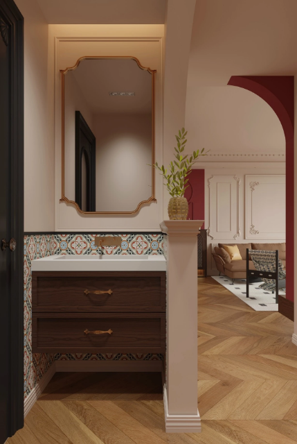 法式中古風(fēng)三居室衛(wèi)生間裝修效果圖