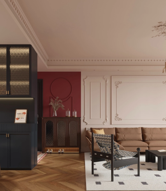 法式中古風(fēng)三居室客廳裝修效果圖