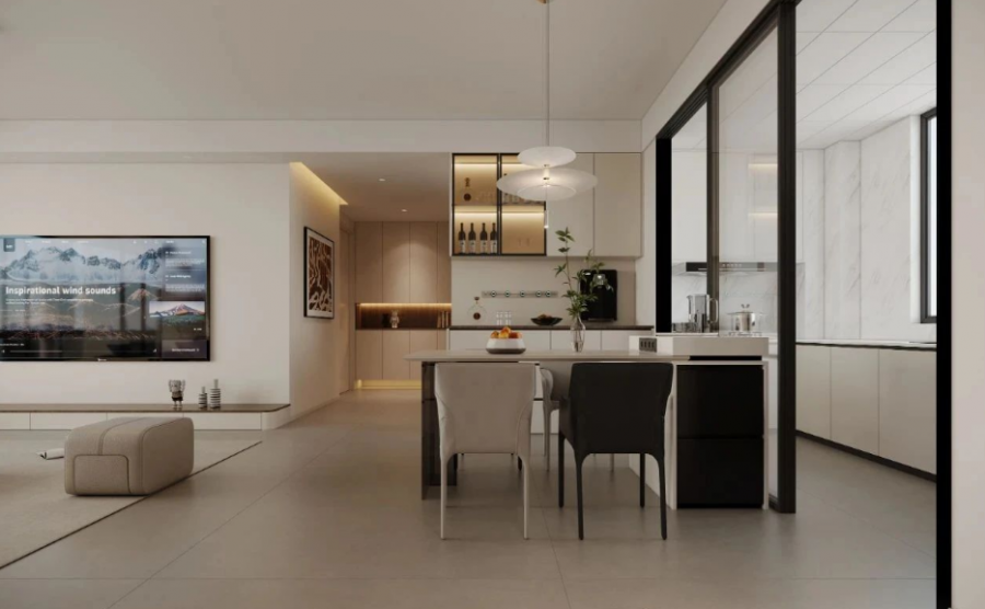 現(xiàn)代簡(jiǎn)約三居室餐廳裝修效果圖