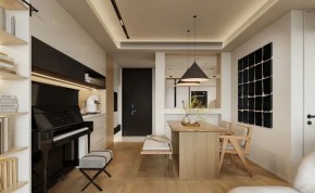 現(xiàn)代原木風(fēng)三居室餐廳裝修效果圖