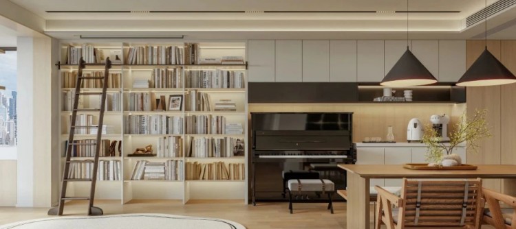 現(xiàn)代原木風(fēng)三居室客廳裝修效果圖