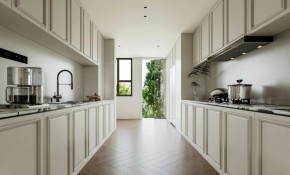 奶油中古風(fēng)三居室廚房裝修效果圖