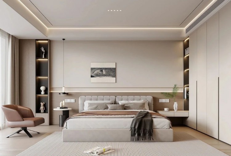 極簡意式三居室臥室裝修效果圖