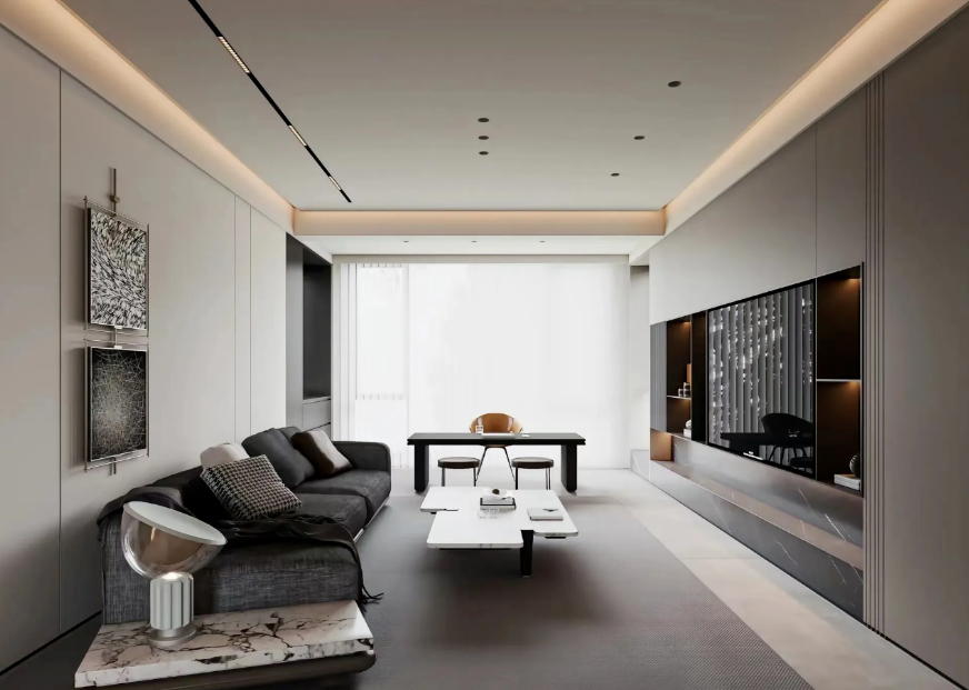 極簡意式三居室客廳裝修效果圖