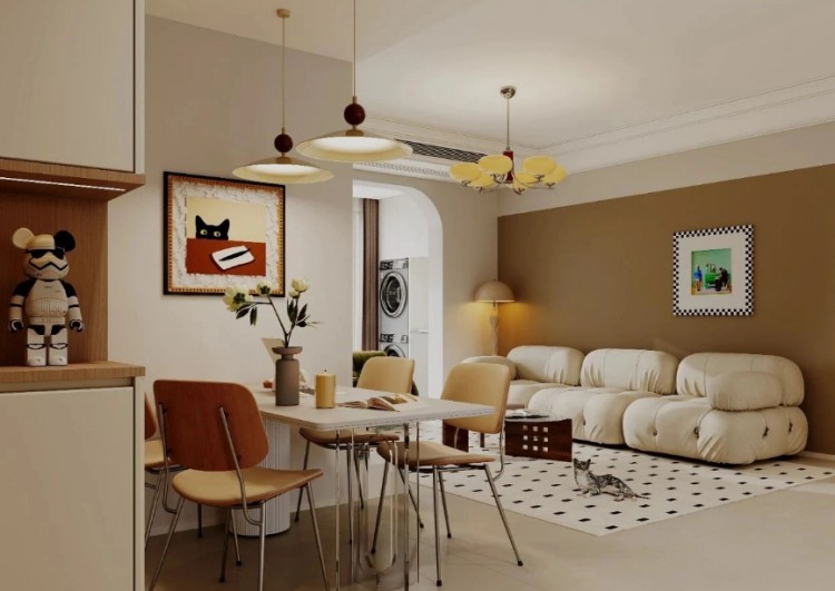 法式中古風(fēng)三居室餐廳裝修效果圖