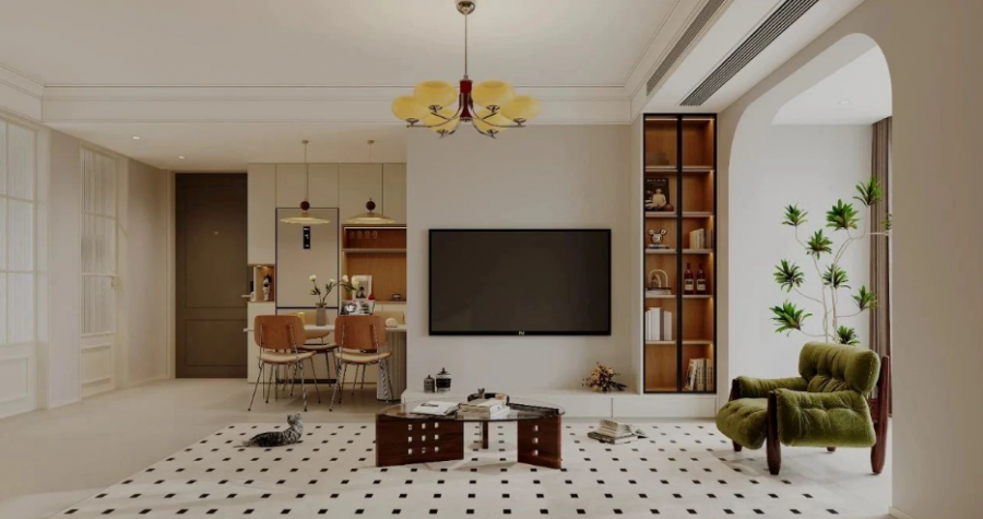 法式中古風(fēng)三居室客廳裝修效果圖