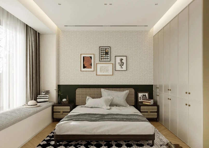 現(xiàn)代中古風三居室臥室裝修效果圖