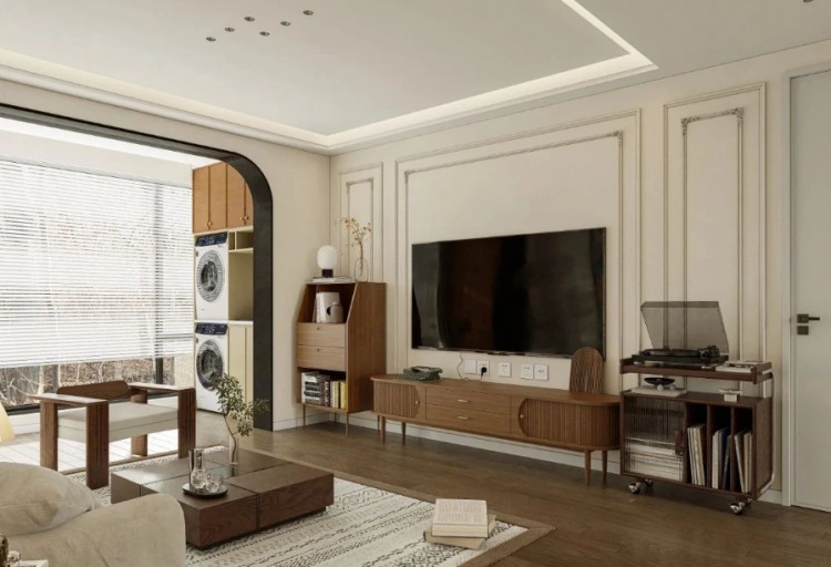 現(xiàn)代中古風(fēng)三居室裝修效果圖