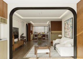 現(xiàn)代中古風三居室客廳裝修效果圖