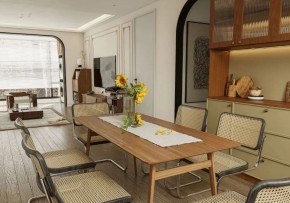 現(xiàn)代中古風三居室餐廳裝修效果圖