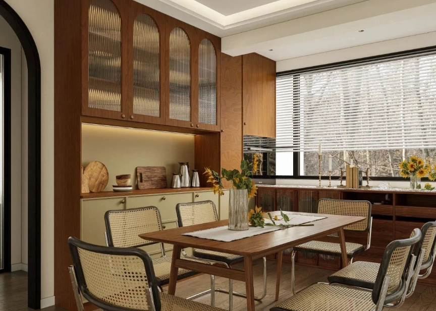 現(xiàn)代中古風三居室餐廳裝修效果圖