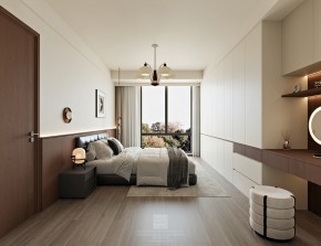 云棲隱山中古風(fēng)三居室臥室裝修效果圖