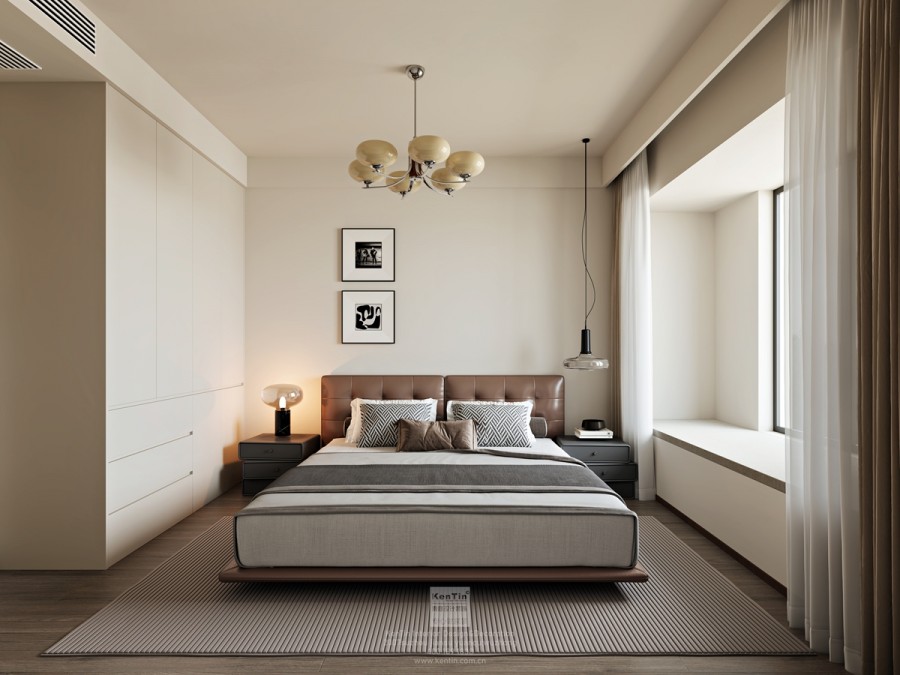 云棲隱山中古風(fēng)三居室臥室裝修效果圖