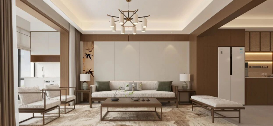 新中式三居室裝修效果圖