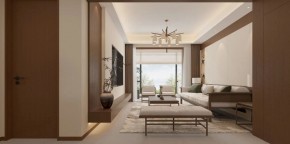 新中式三居室客廳裝修效果圖