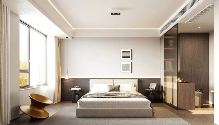 現(xiàn)代簡約三居室臥室裝修效果圖