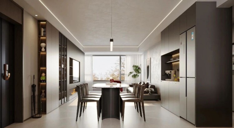 現(xiàn)代簡約三居室餐廳裝修效果圖