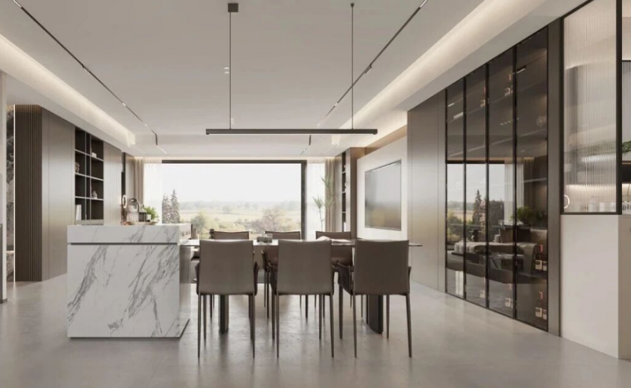 意式極簡(jiǎn)三居室餐廳裝修效果圖