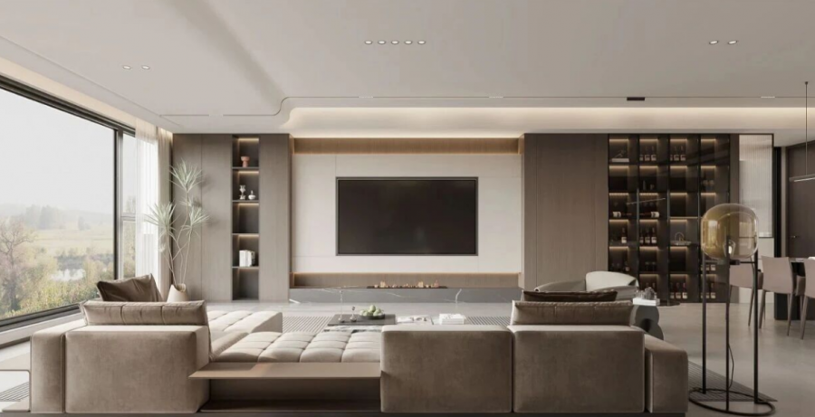 意式極簡(jiǎn)三居室客廳裝修效果圖