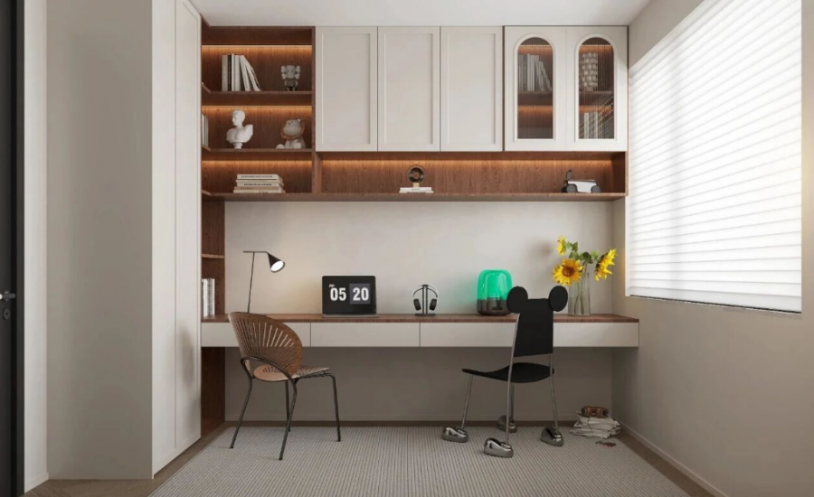 現(xiàn)代法式三居室書房裝修效果圖