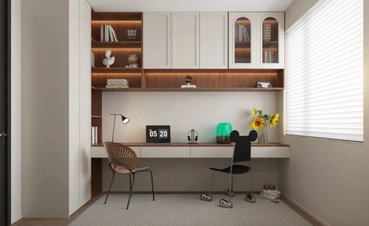 現(xiàn)代法式三居室書房裝修效果圖