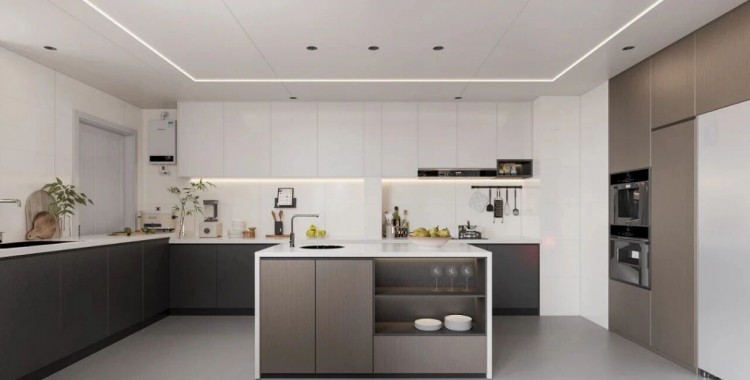 現(xiàn)代簡約三居室廚房裝修效果圖