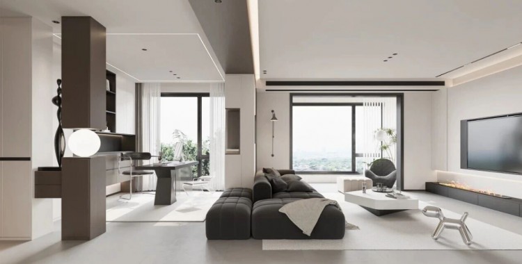 現(xiàn)代簡約三居室客廳裝修效果圖